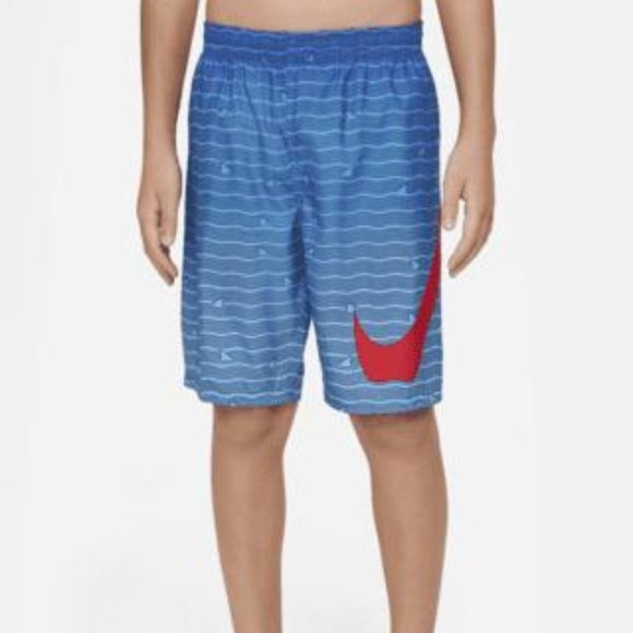 NWT Nike Boys' Shark Stripe Breaker 8” Volley Swim Shorts - Picture 2 of 5